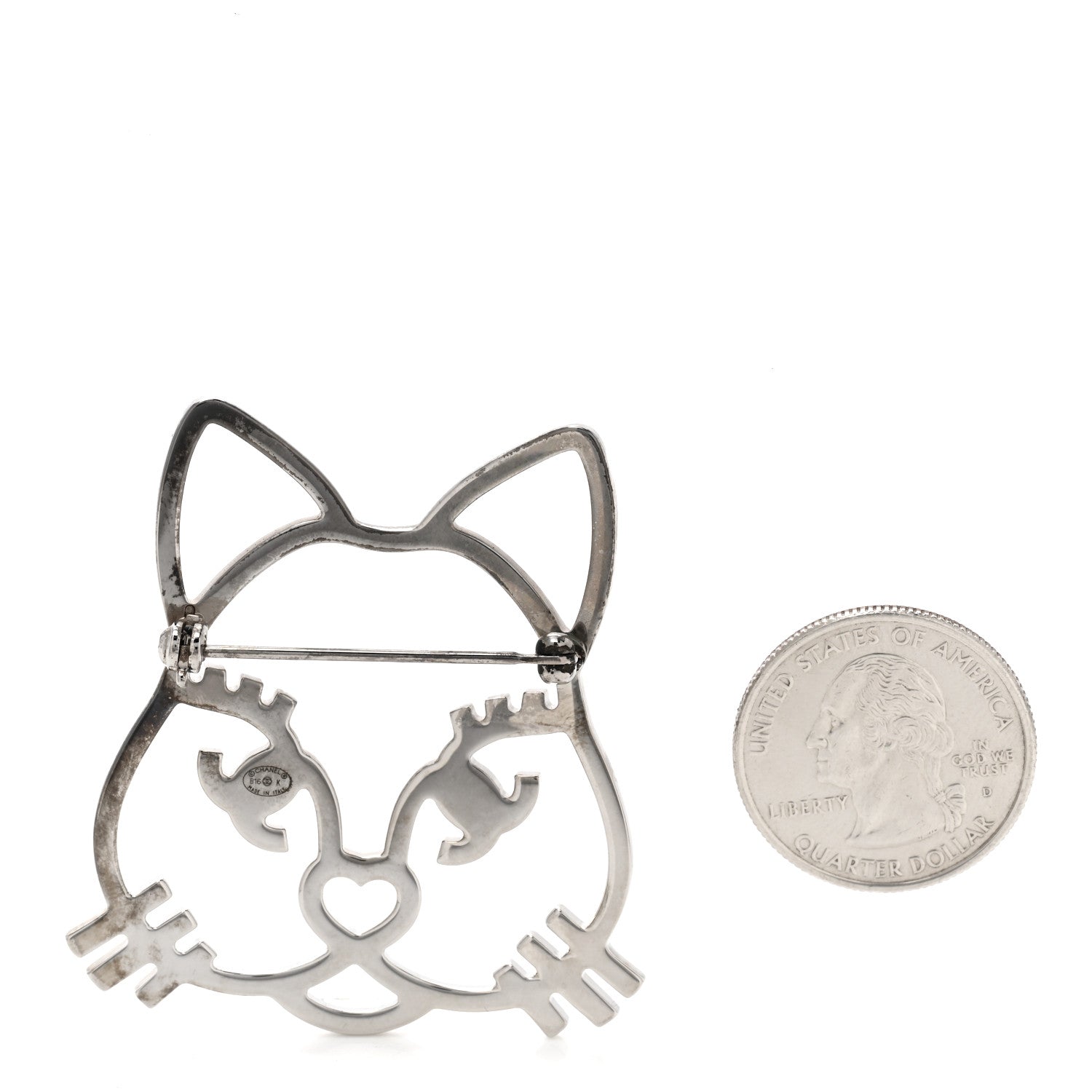 Chanel Strass Crystal Emoji Choupette Cat Brooch Silver 3 of 4