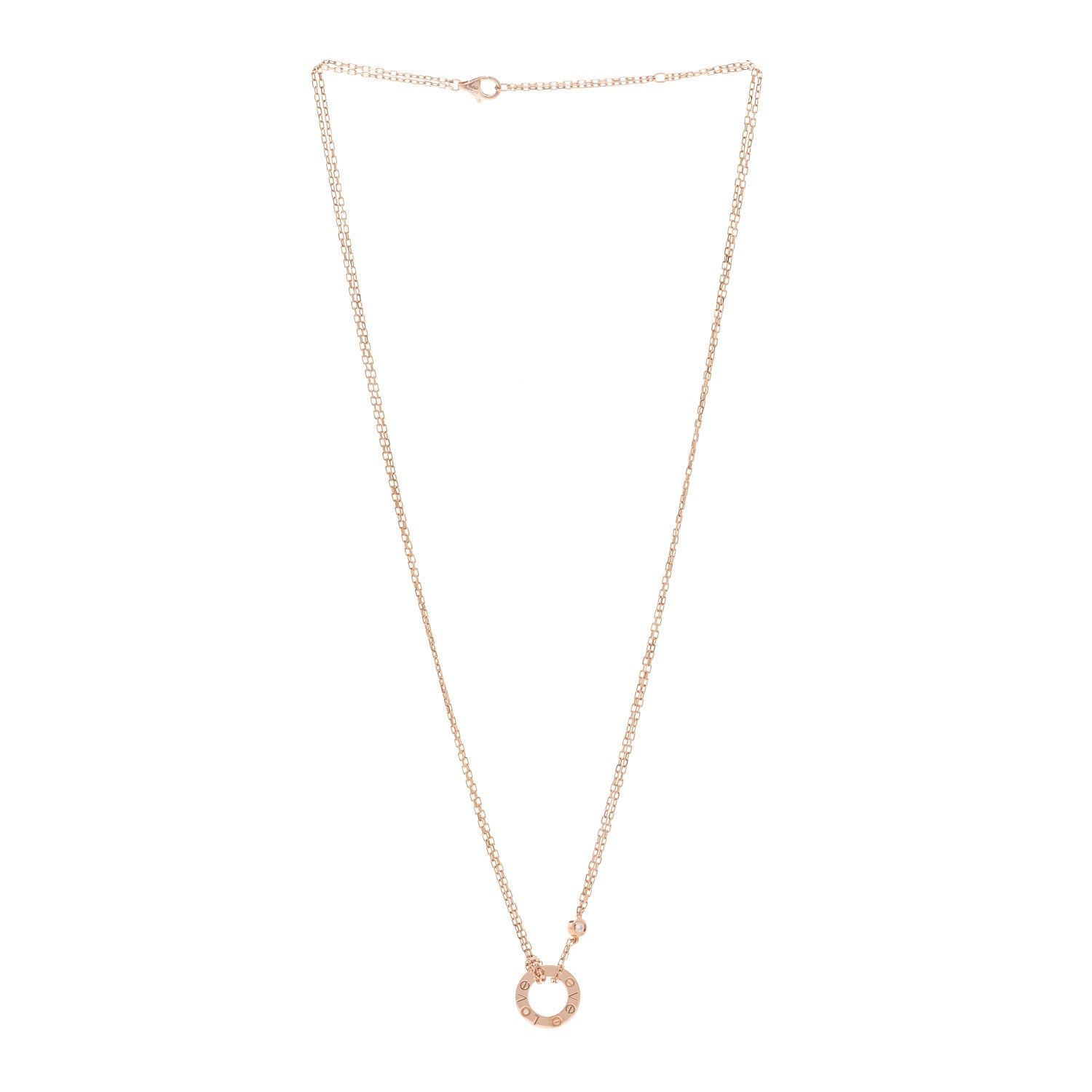Cartier 18K Pink Gold 2 Diamond LOVE Necklace 3 of 5