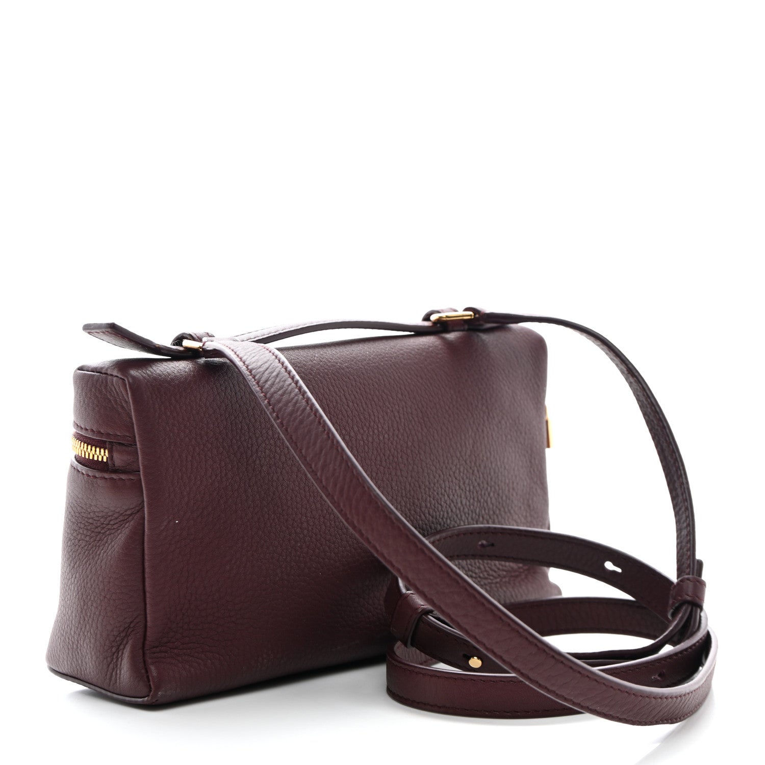 Loro Piana Grained Calfskin L19 Extra Pocket Pouch Azuki Beans 3 of 9