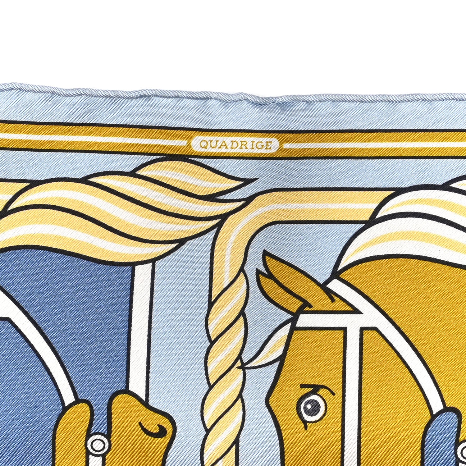 Hermes Silk Quadrige II Nano Scarf 20 Bleu Ciel Gold Bleu Jean 3 of 4