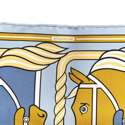 Hermes Silk Quadrige II Nano Scarf 20 Bleu Ciel Gold Bleu Jean 3 of 4