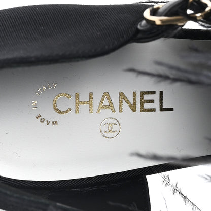 Chanel Grosgrain Feather Mary Jane Pumps 40 Black 8 of 9