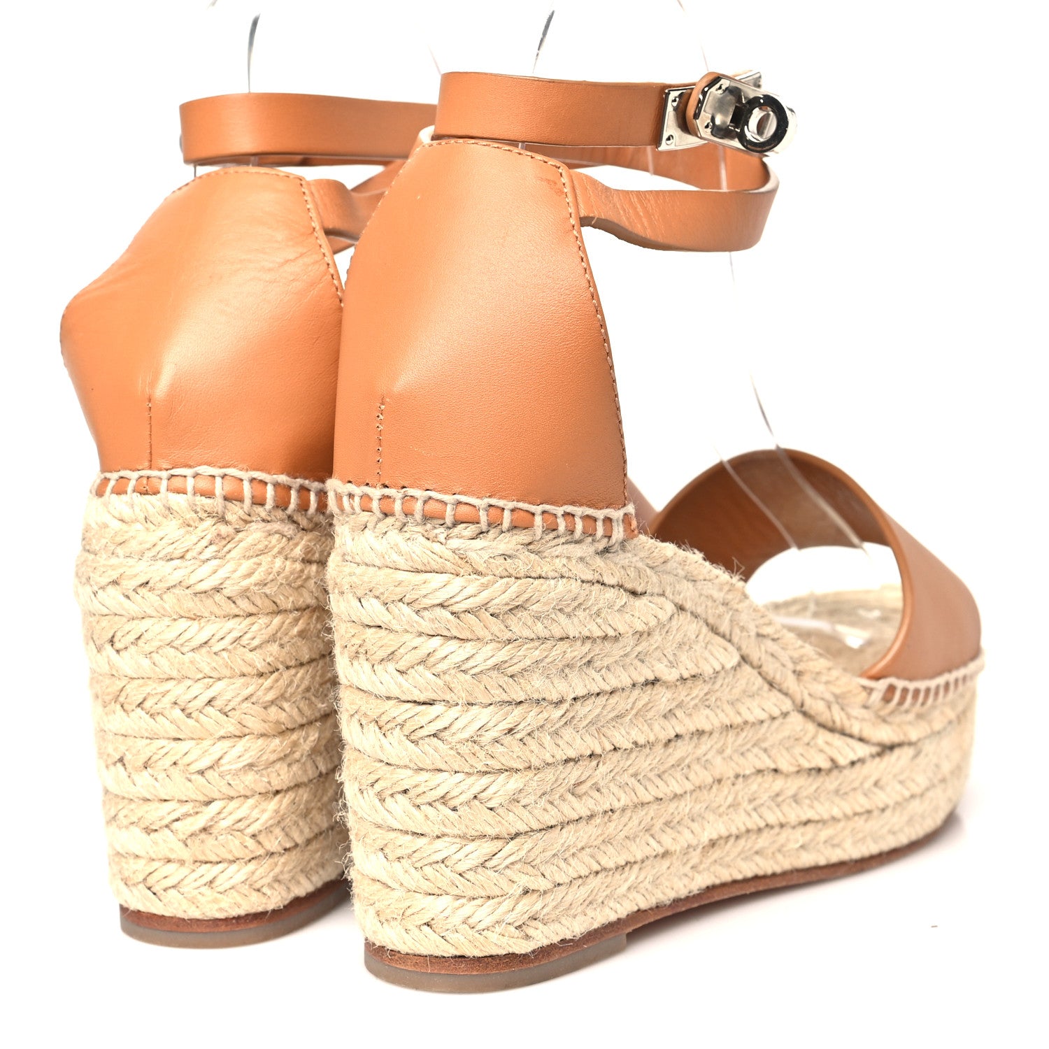 Hermes Calfskin Tipoli Espadrille Wedge Sandals 37 Gold 5 of 8