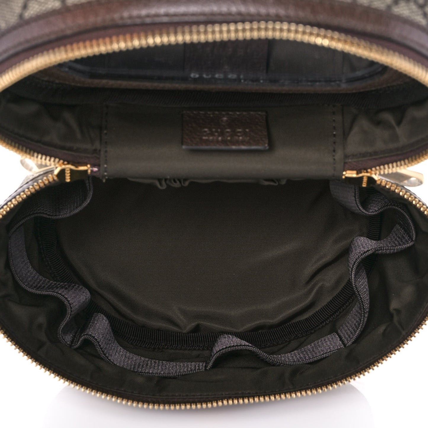 GG Supreme Monogram Textured Calfskin Web Ophidia Vanity Cosmetic Case Beige Ebony New Acero
