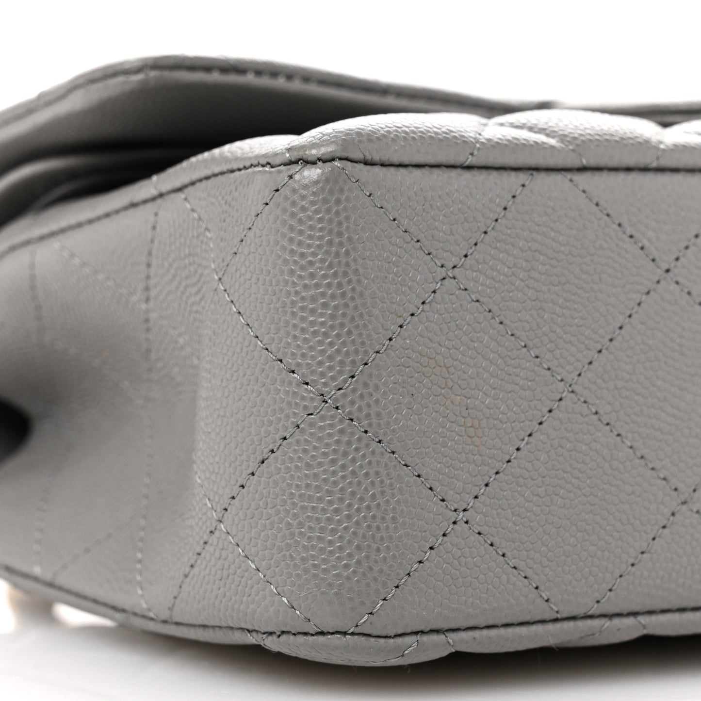 Caviar Quilted Small Double Flap Grey