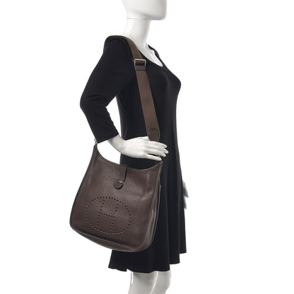 Hermes Taurillon Clemence Evelyne III GM Chocolate 2 of 10