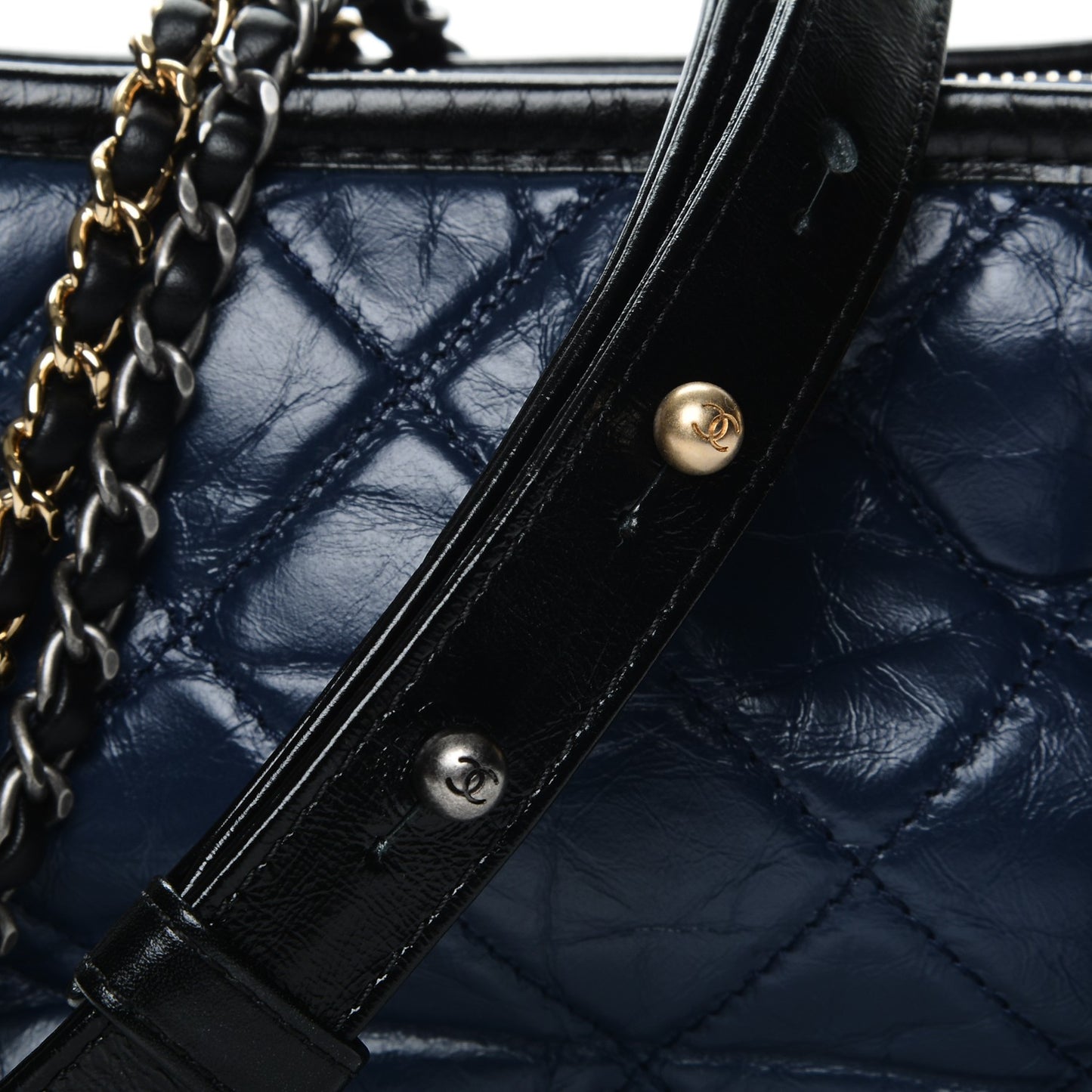 Aged Calfskin Quilted Small Gabrielle Hobo Blue Black