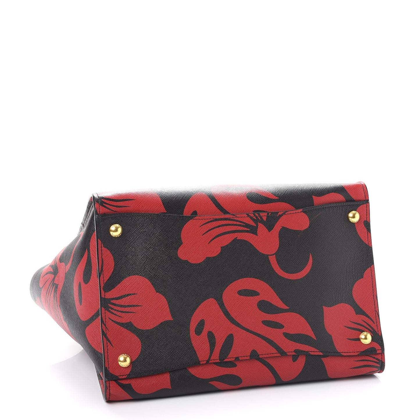 Saffiano Hibiscus Print Twin Pocket Tote Rosso