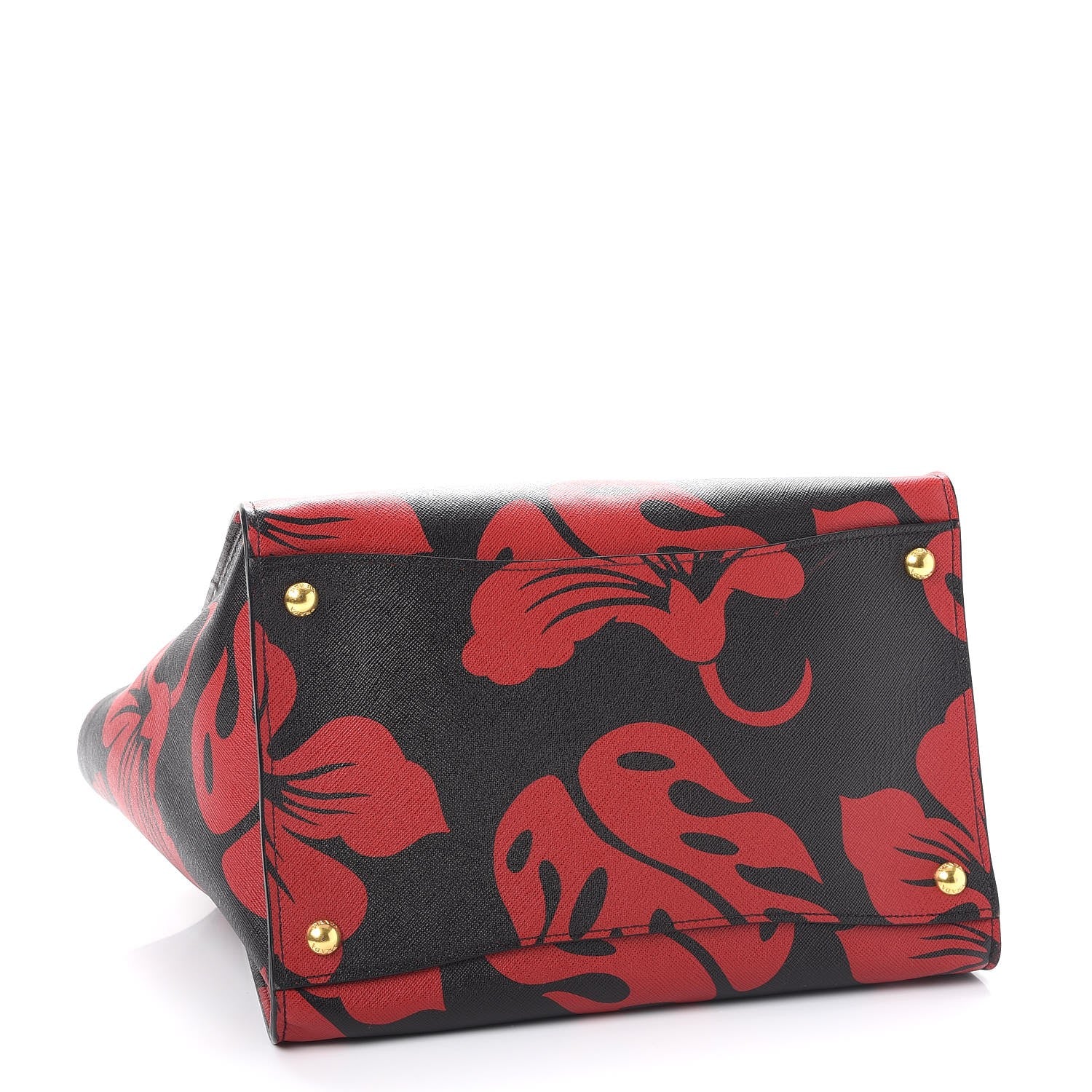 Prada Saffiano Hibiscus Print Twin Pocket Tote Rosso 5 of 8
