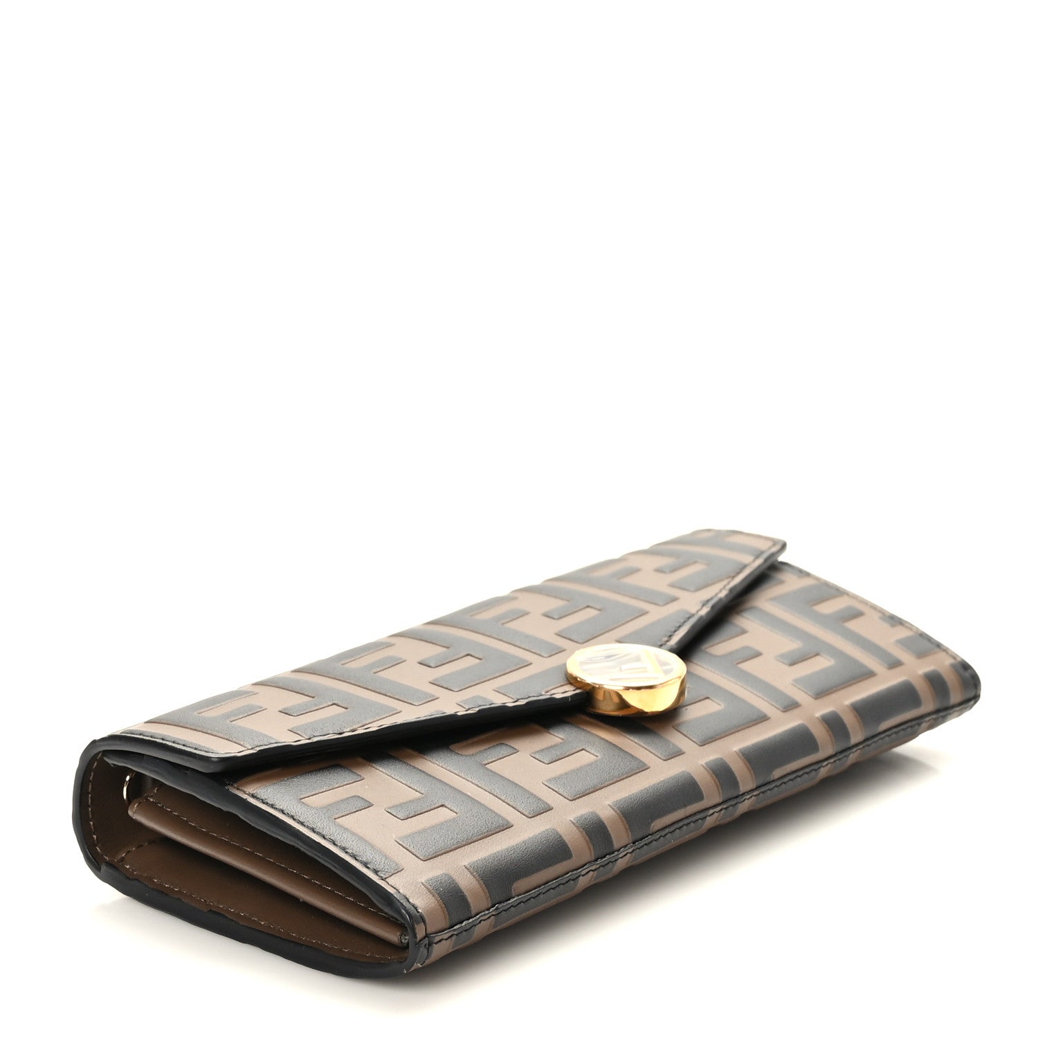 Fendi Vitello Soft F is Fendi Bi-Color FF 1974 Embossed Continental Envelope Wallet On Chain Maya Black 4 of 8