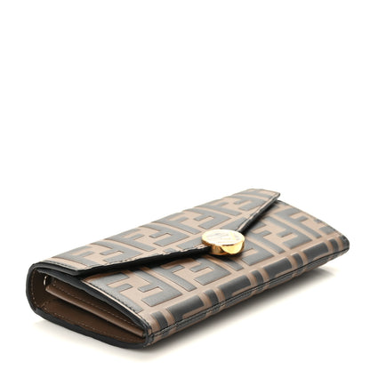 Fendi Vitello Soft F is Fendi Bi-Color FF 1974 Embossed Continental Envelope Wallet On Chain Maya Black 4 of 8