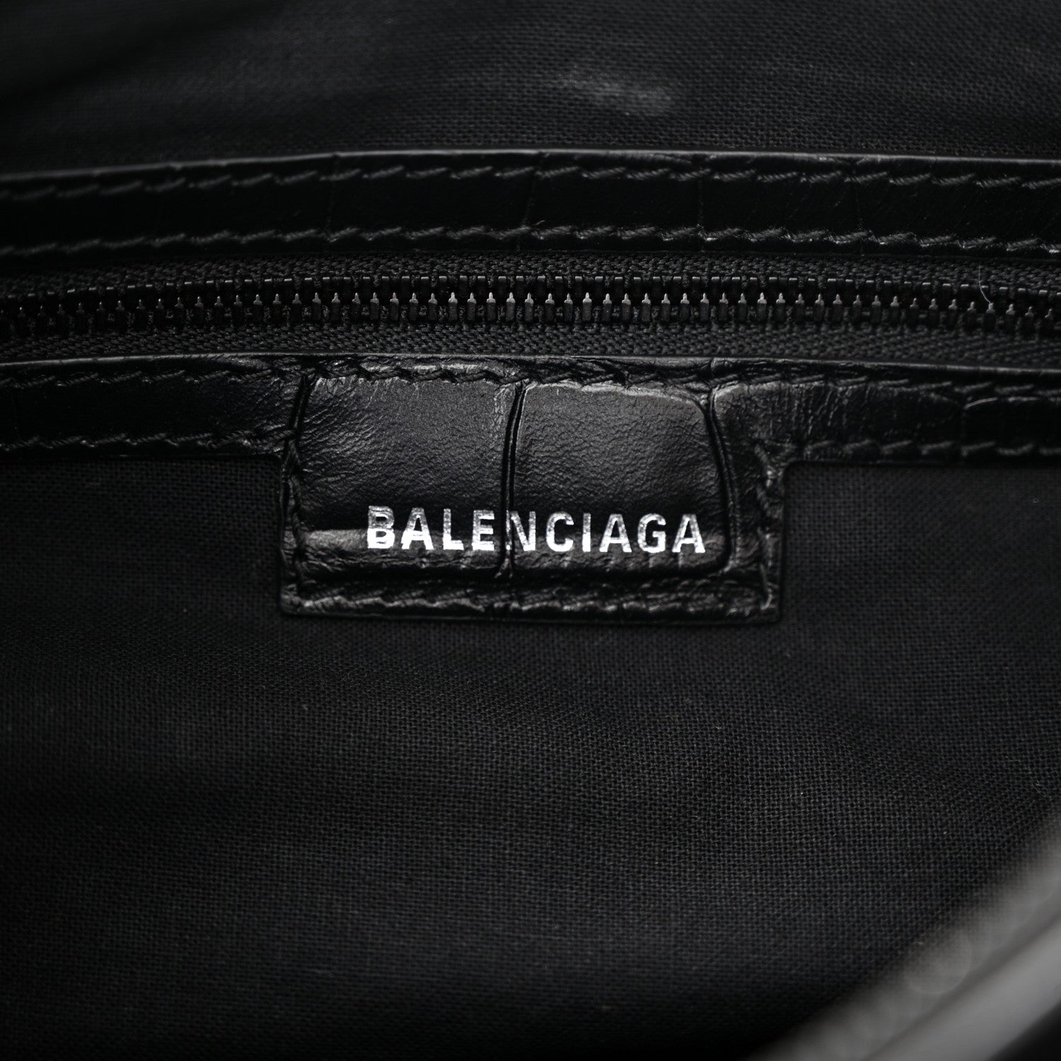 Balenciaga Extra Supple Calfskin Crocodile Embossed Monochrome Small Le Cagole Shoulder Bag Black 6 of 12