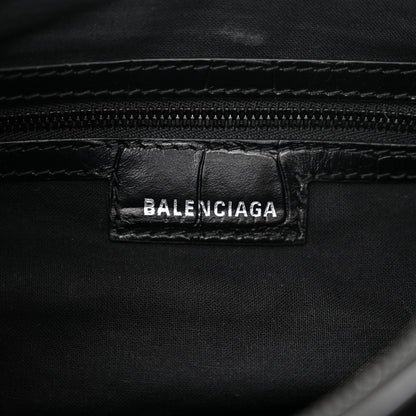Balenciaga Extra Supple Calfskin Crocodile Embossed Monochrome Small Le Cagole Shoulder Bag Black 6 of 12