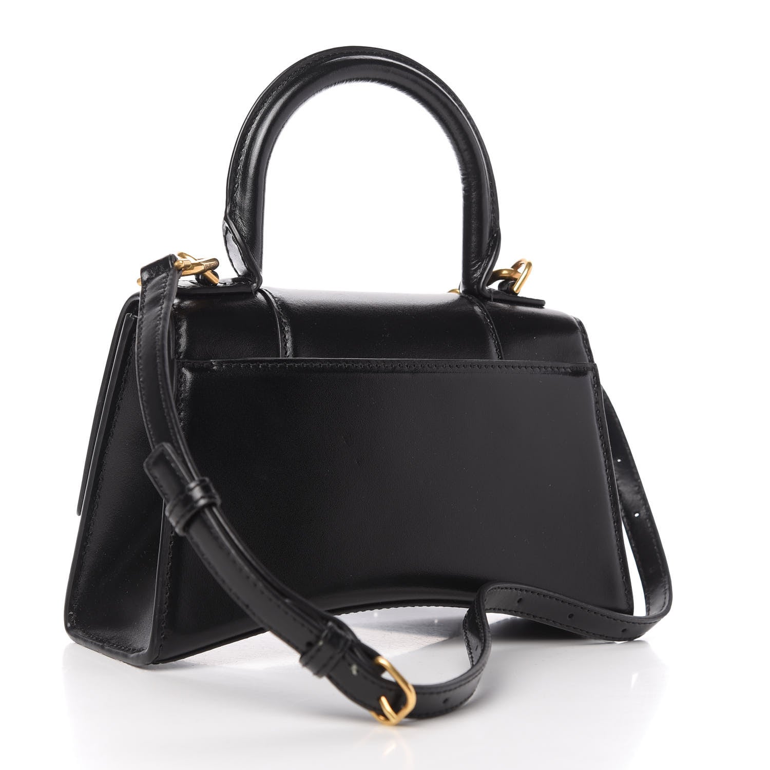 Balenciaga Shiny Box Calfskin Hourglass Top Handle Bag XS Black 3 of 8