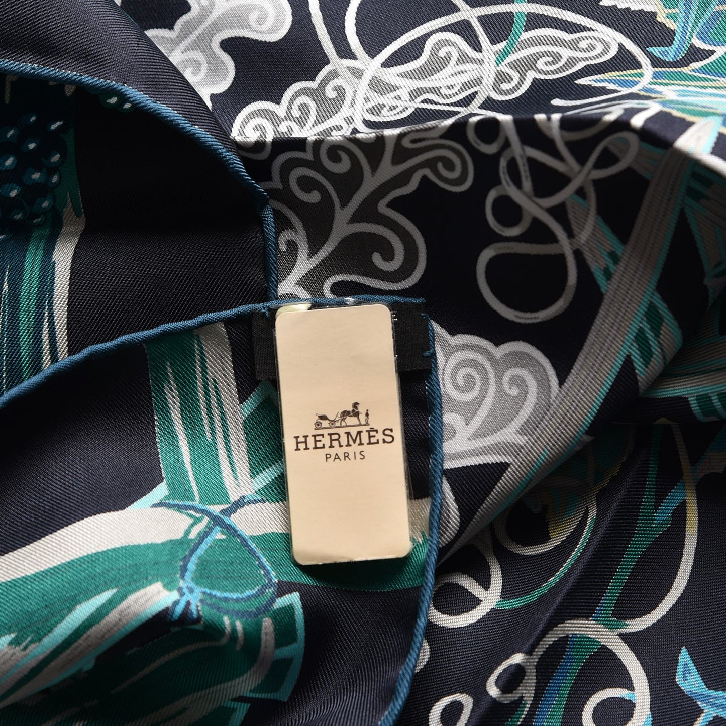 Silk Mythes et Metamorphoses Scarf 90 Marine Turquoise Vert