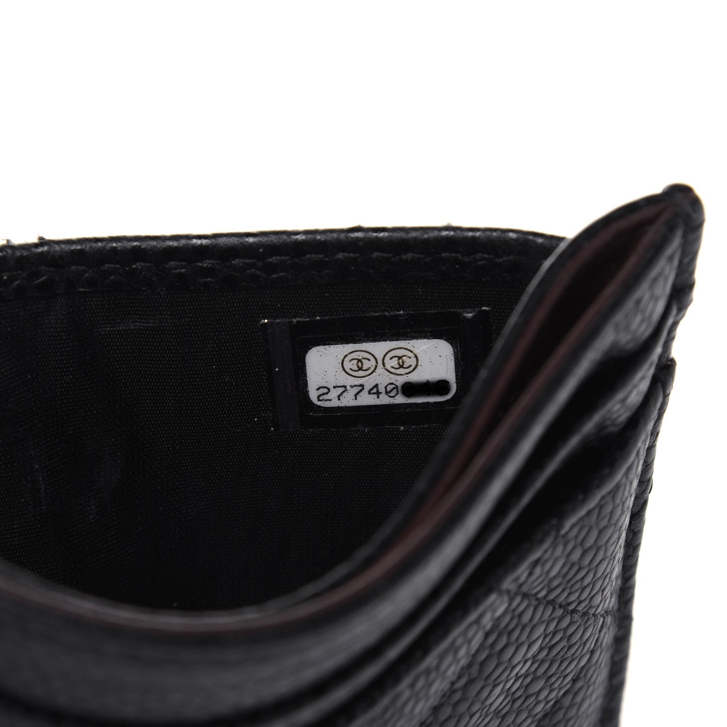 Caviar Quilted Card Holder Black