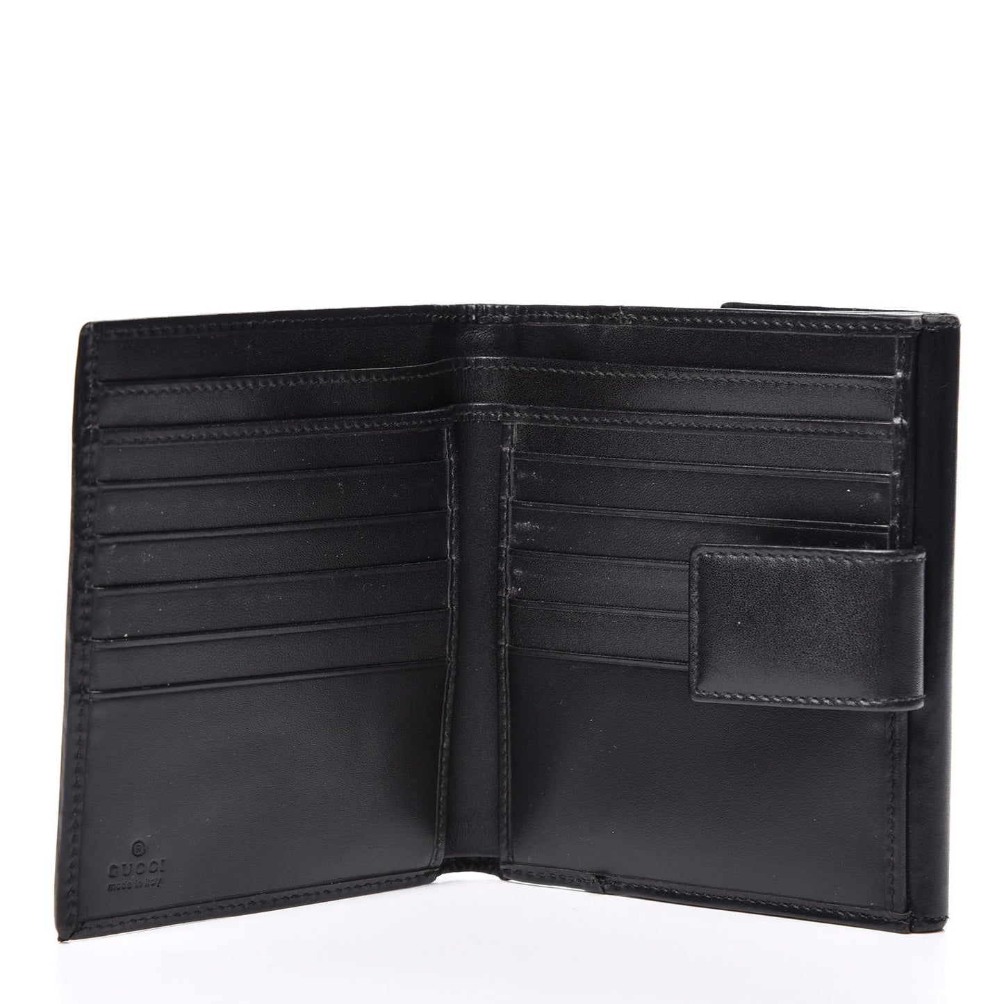 Calfskin Denim Monogram French Flap Wallet Black