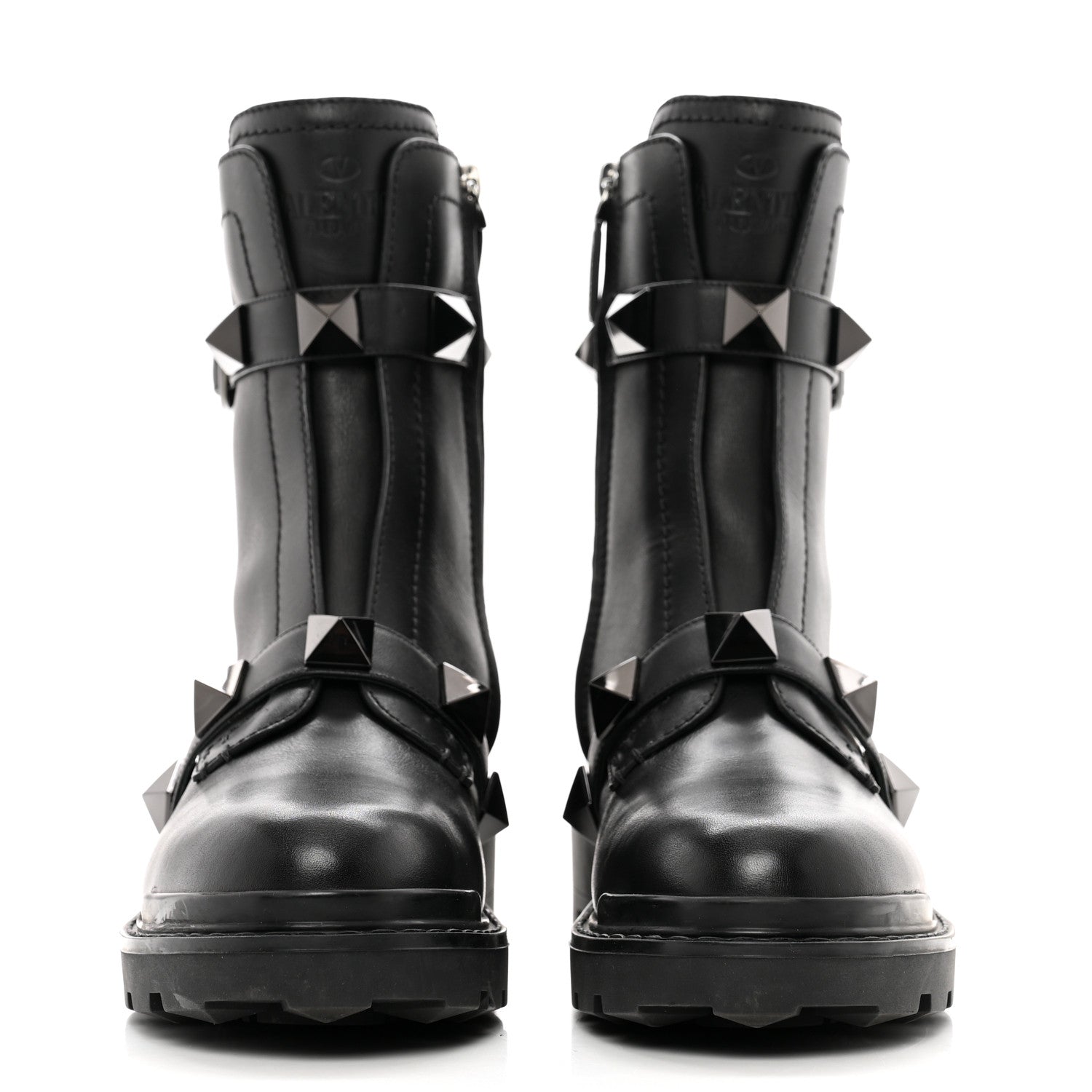 Valentino Garavani Calfskin Tonal Roman Stud 20/40mm Combat Boots 40 Black 2 of 9