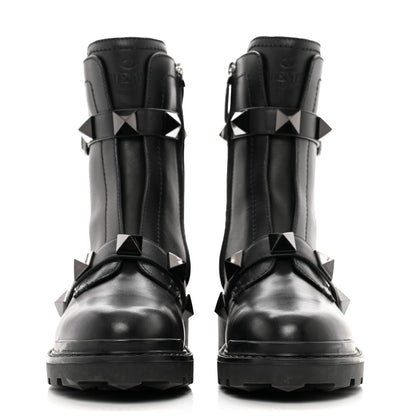 Valentino Garavani Calfskin Tonal Roman Stud 20/40mm Combat Boots 40 Black 2 of 9