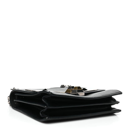 Fendi Vitello Liberty Lucido Metal Monster Eyes Studded Small Kan I Shoulder Bag Black 4 of 10