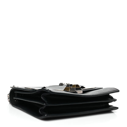 Fendi Vitello Liberty Lucido Metal Monster Eyes Studded Small Kan I Shoulder Bag Black 4 of 10
