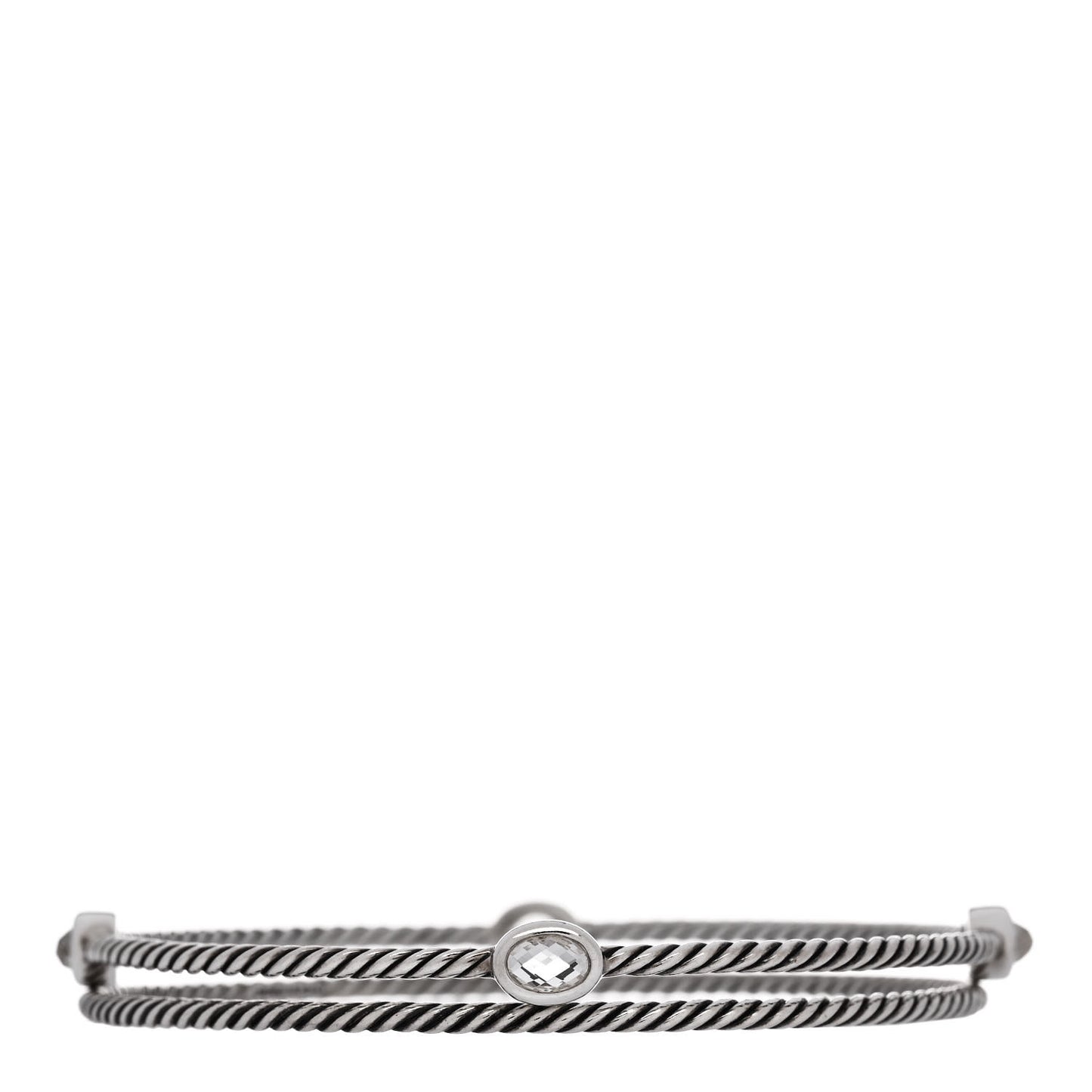 DAVID YURMAN Sterling Silver Crystal Color Classics Cable Bangle Bracelet Set of 2