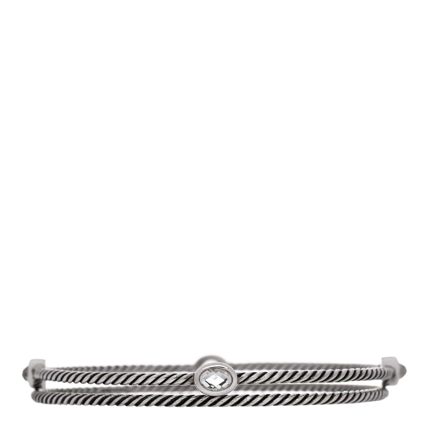 David Yurman DAVID YURMAN Sterling Silver Crystal Color Classics Cable Bangle Bracelet Set of 2 2 of 5