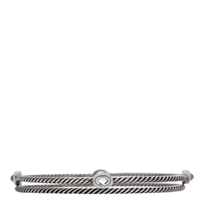 David Yurman DAVID YURMAN Sterling Silver Crystal Color Classics Cable Bangle Bracelet Set of 2 2 of 5