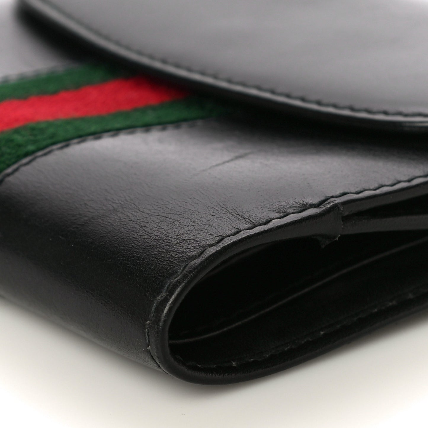 Calfskin Web Compact Wallet Black