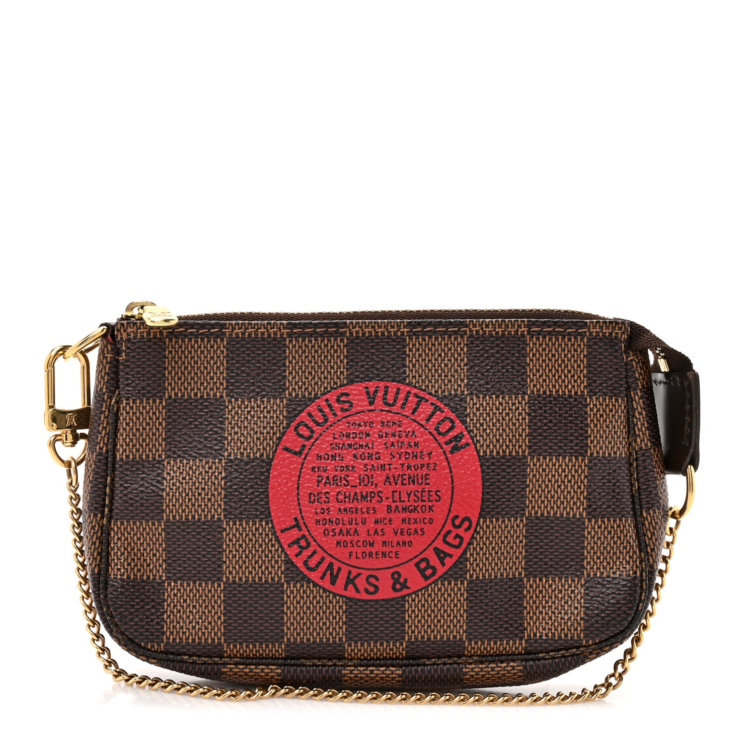 Louis Vuitton Damier Ebene Complice Trunks and Bags Mini Pochette Accessories Red 1 of 10