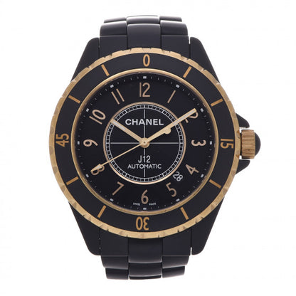 Chanel Stainless Steel 18K Yellow Gold Matte Ceramic 41mm J12 Automatic Watch Black 1 of 6