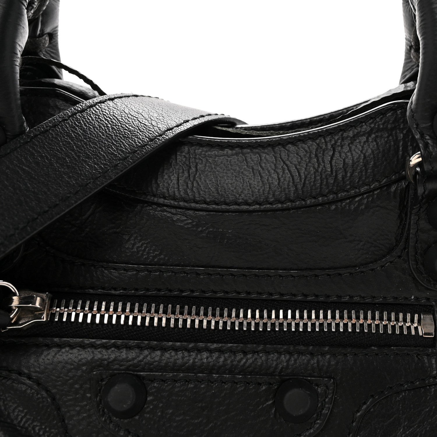 Balenciaga Matte Goatskin Rubber Covered Classic Hardware Mini City Black 9 of 11