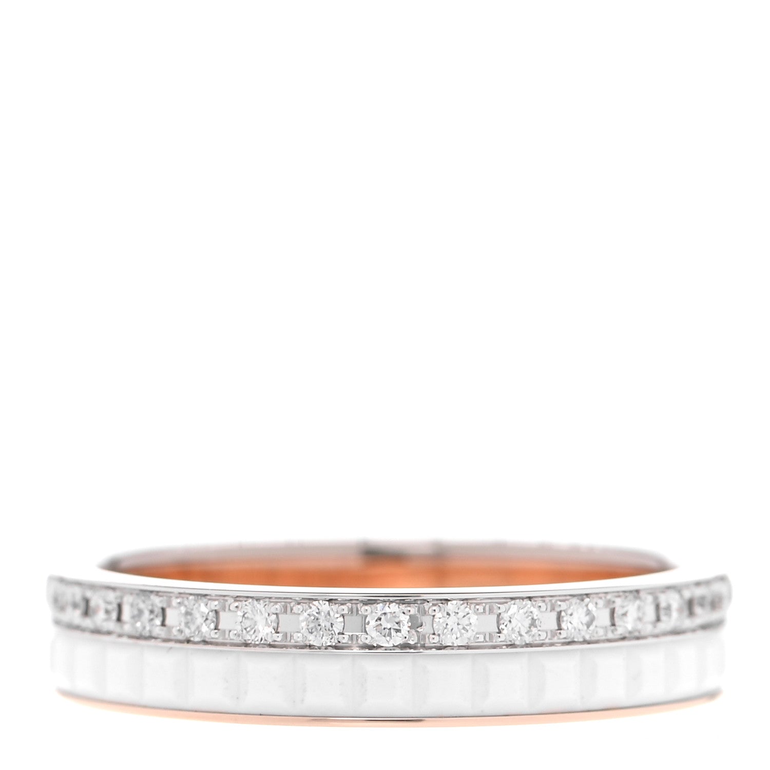 Boucheron 18K Pink White Gold Ceramic Diamond Quatre Classique Wedding Band Ring 50 5.25 3 of 4