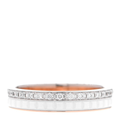 Boucheron 18K Pink White Gold Ceramic Diamond Quatre Classique Wedding Band Ring 50 5.25 3 of 4