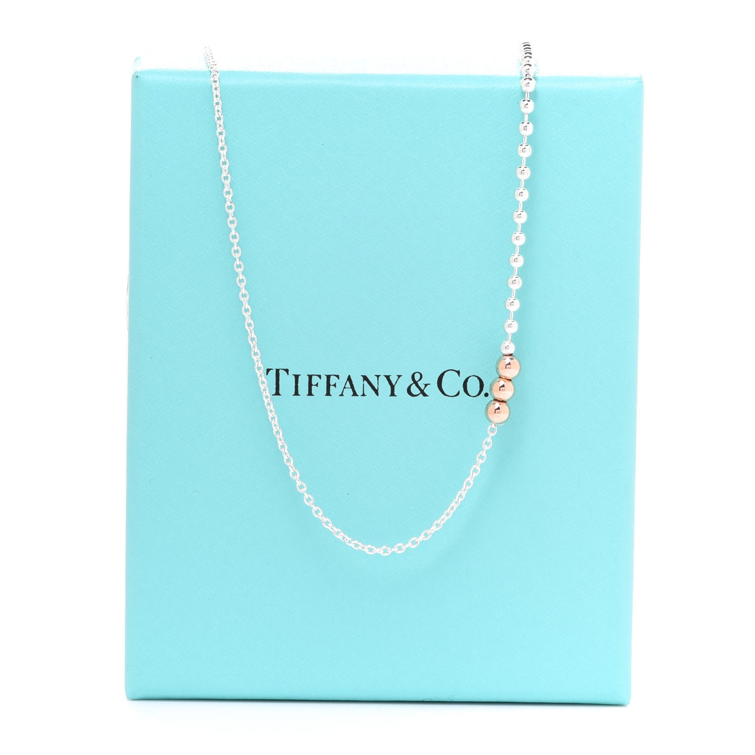 Tiffany Sterling Silver 18K Rose Gold Mixed Bead Necklace 6 of 6