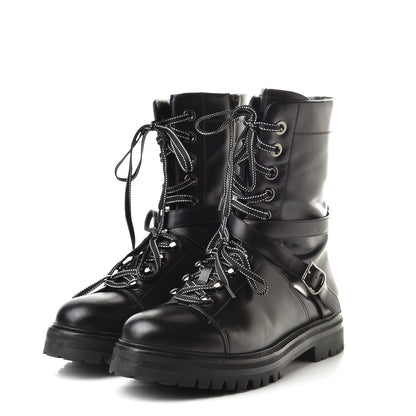 Valentino Garavani Smooth Calfskin Rockstud Buckled 25mm Combat Boots 40 Black 3 of 12