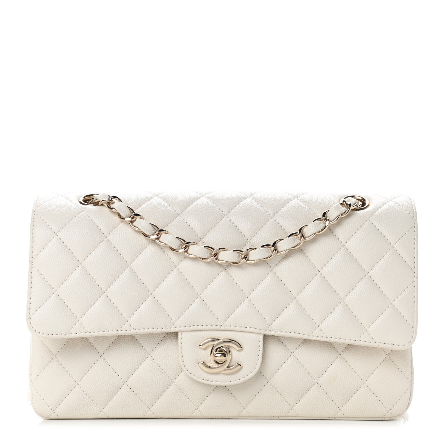 Chanel Caviar Quilted Medium Double Flap White 2 of 17