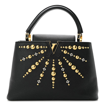 Louis Vuitton LOUIS VUITTON Taurillon Studded Sol Capucines PM Black 1 of 12
