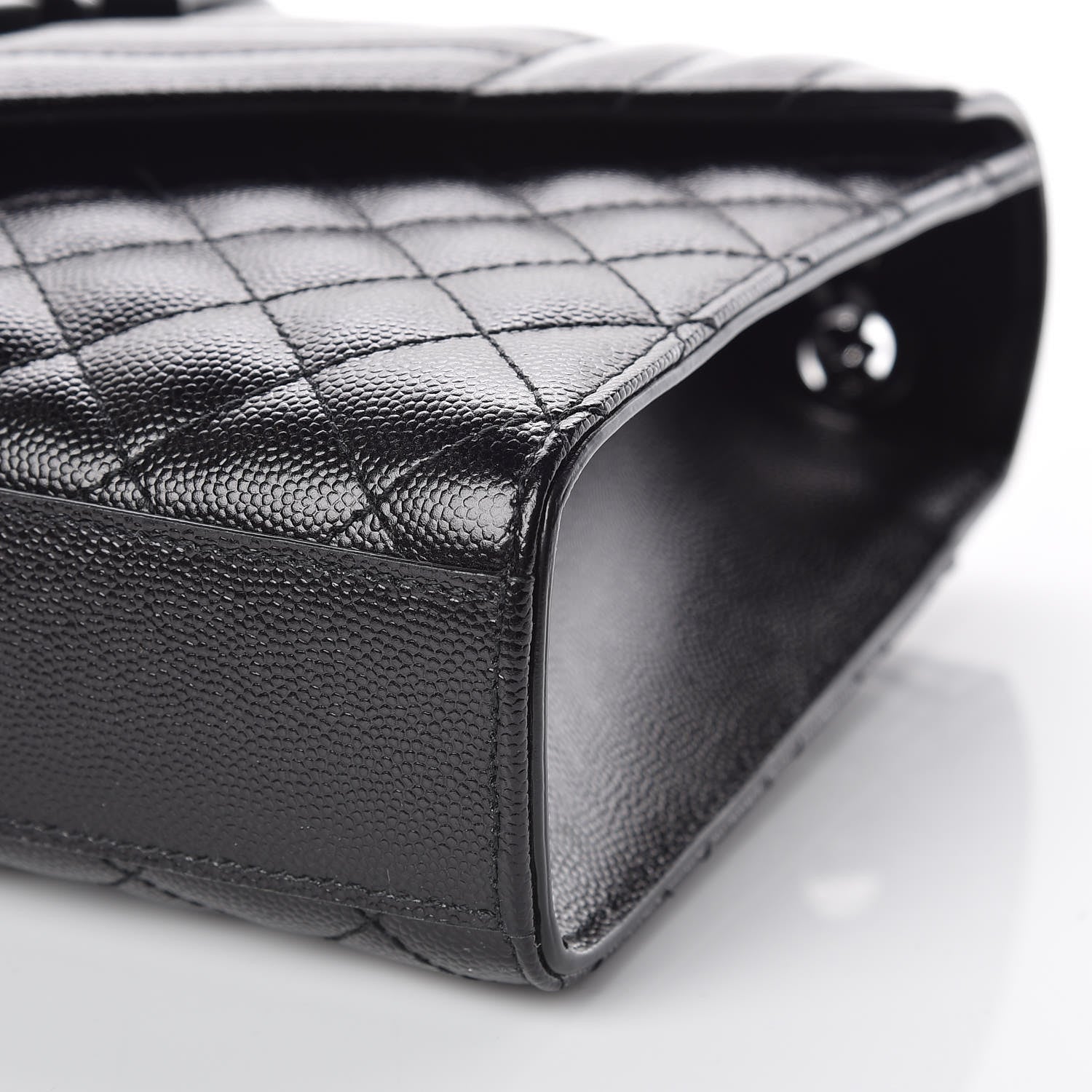 Saint Laurent Grain De Poudre Textured Mixed Matelasse Triquilt Medium Monogram Satchel Black 7 of 10