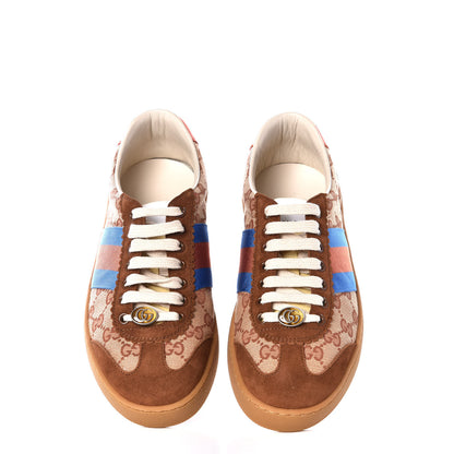 Gucci GG Monogram Suede Web Mens G74 Sneakers 6.5 Beige Ruggine Cuir 5 of 11