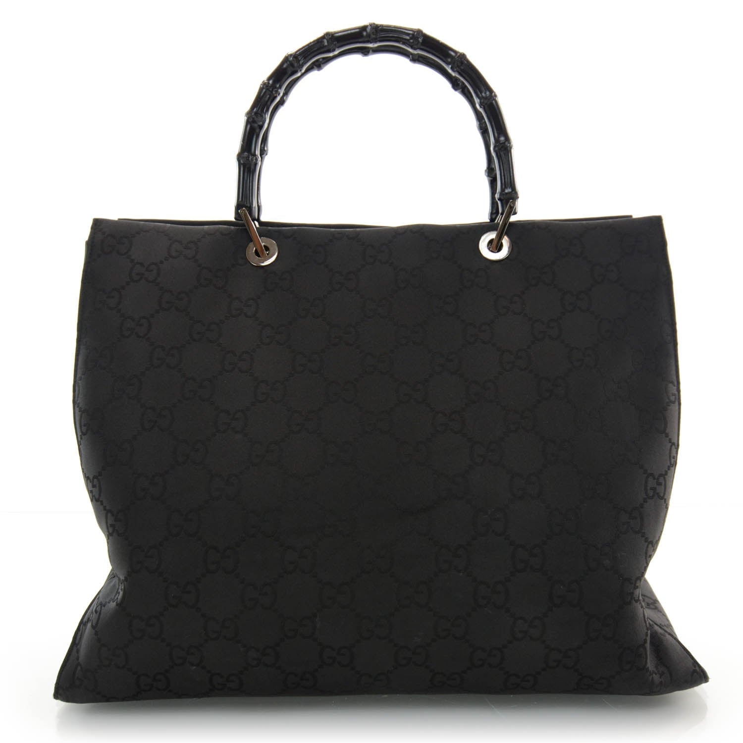 Gucci Nylon Monogram Bamboo Handle Bag Black 1 of 8