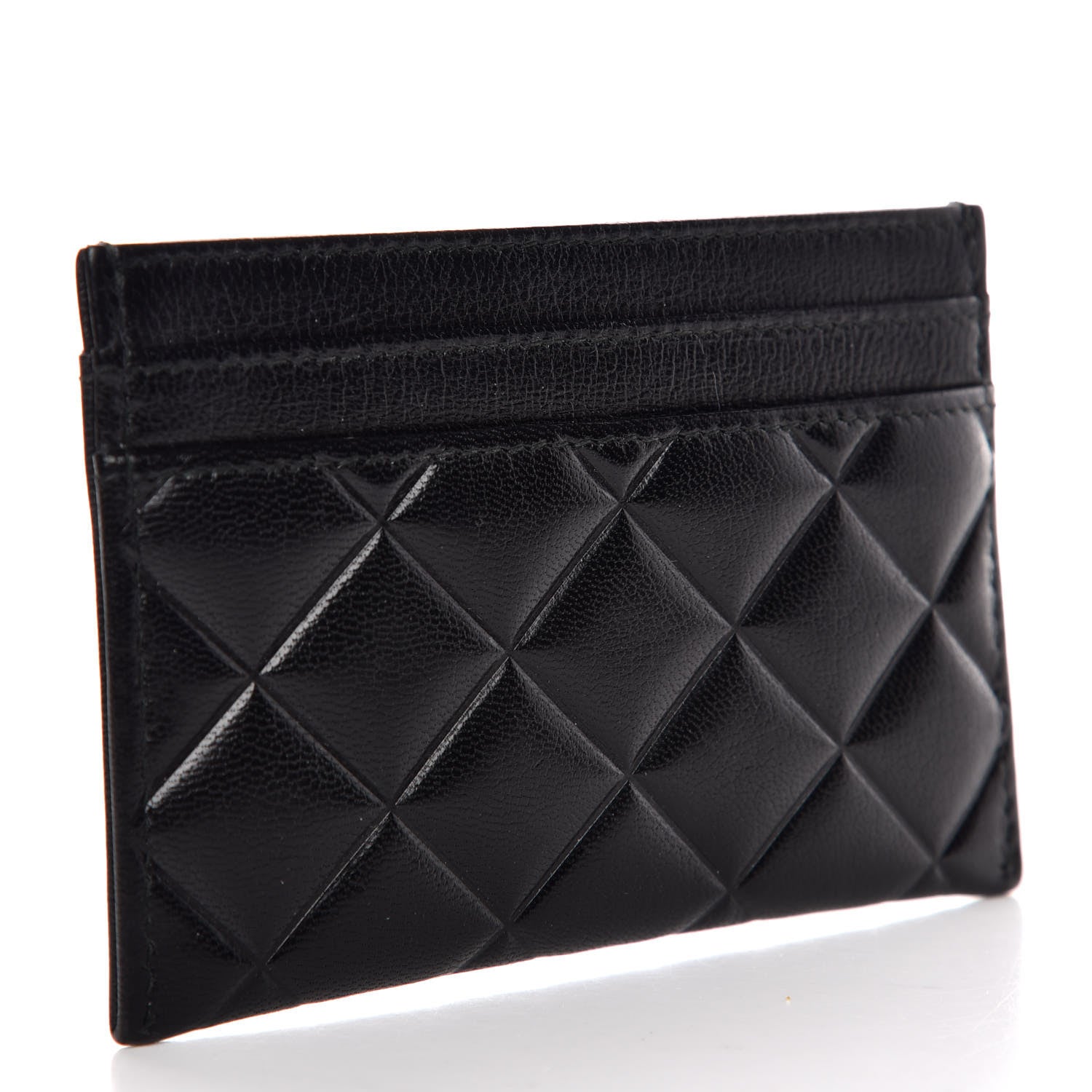 Chanel Lambskin Quilted Diamond CC Card Holder Black 3 of 9