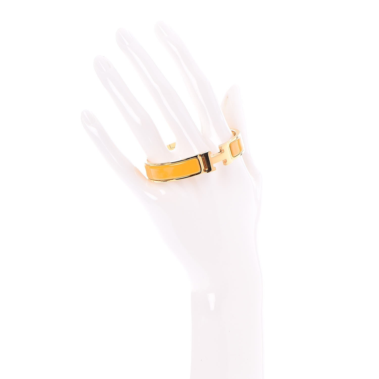 Hermes Enamel Narrow Clic Clac H Bracelet PM Jaune Madras 2 of 5
