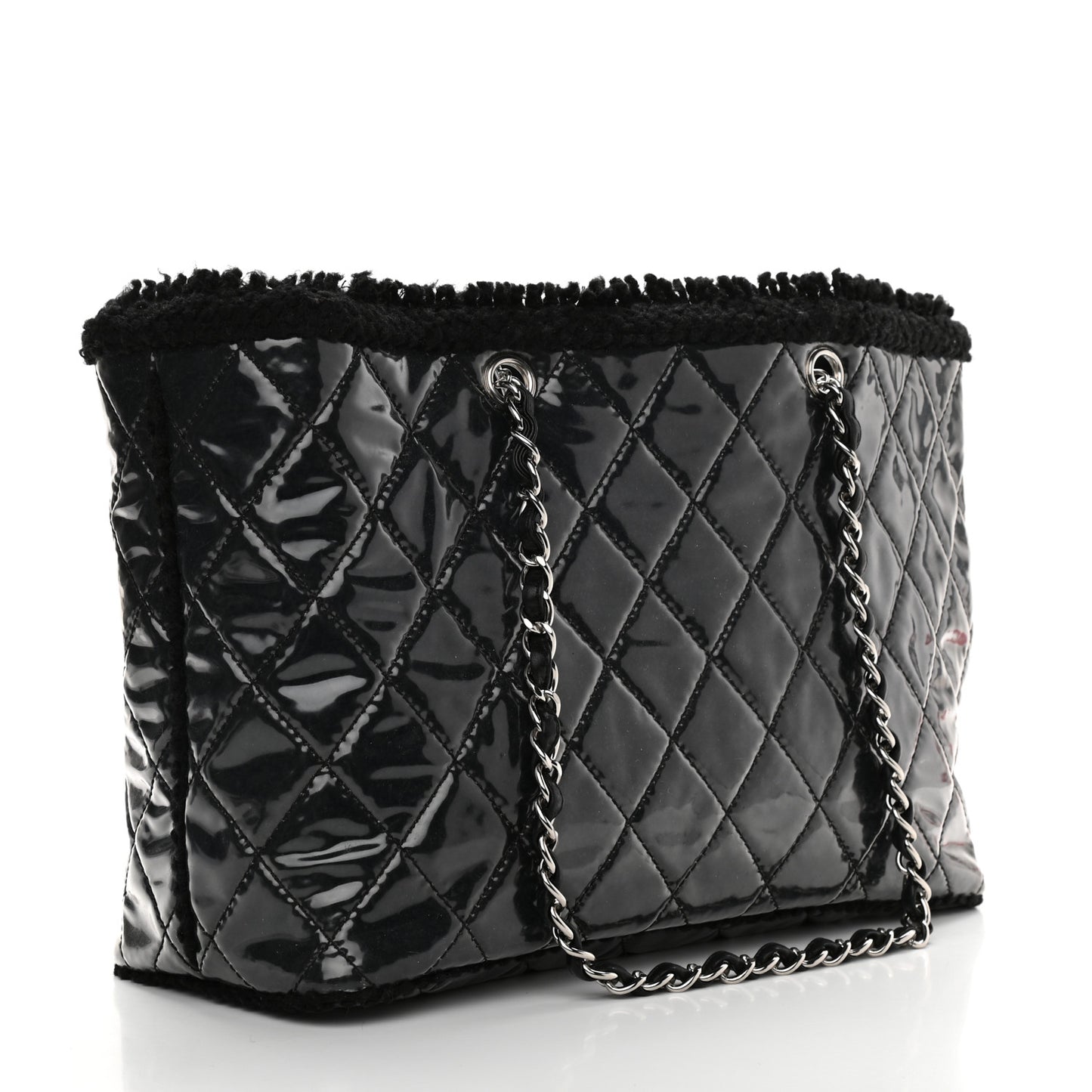 Vinyl Quilted Funny Tweed Tote Black