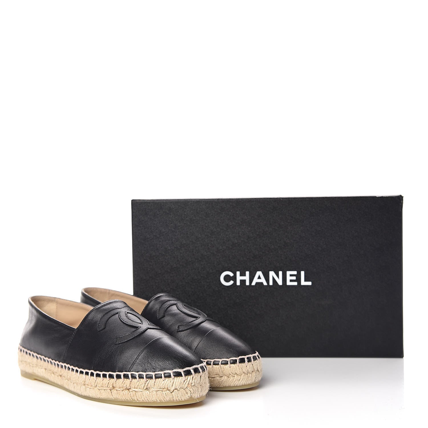 Chanel Lambskin CC Espadrilles 37 Black 10 of 10
