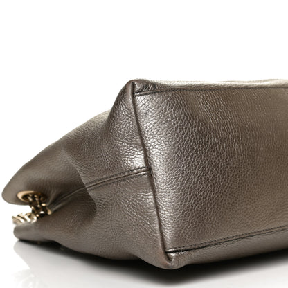 Gucci Metallic Pebbled Calfskin Medium Soho Chain Shoulder Bag Golden Beige 10 of 13