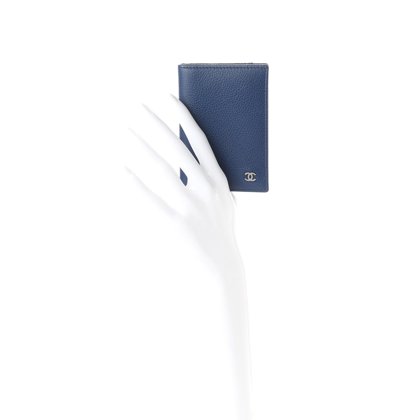 Grained Calfskin Brilliant Card Holder Blue