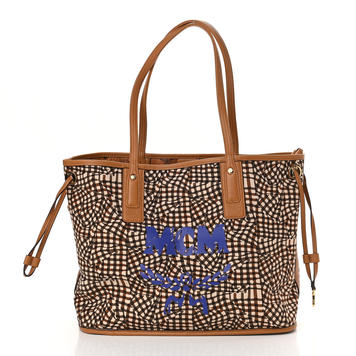 MCM Visetos Medium Liz Reversible Shopper Tote Cognac 4 of 14