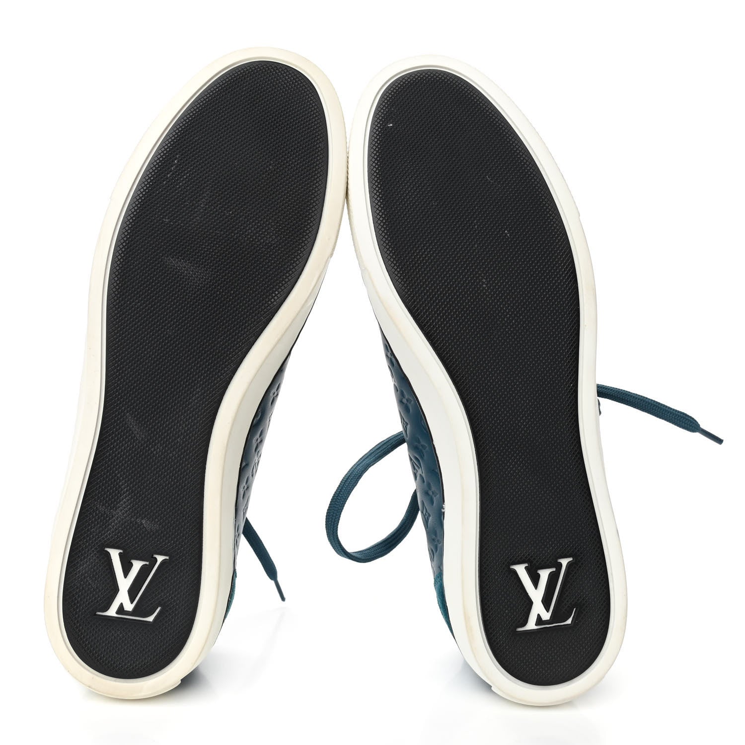 Louis Vuitton Calfskin Embossed Monogram Punchy Sneakers 37 Blue 5 of 8