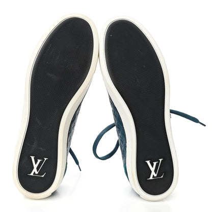 Louis Vuitton Calfskin Embossed Monogram Punchy Sneakers 37 Blue 5 of 8